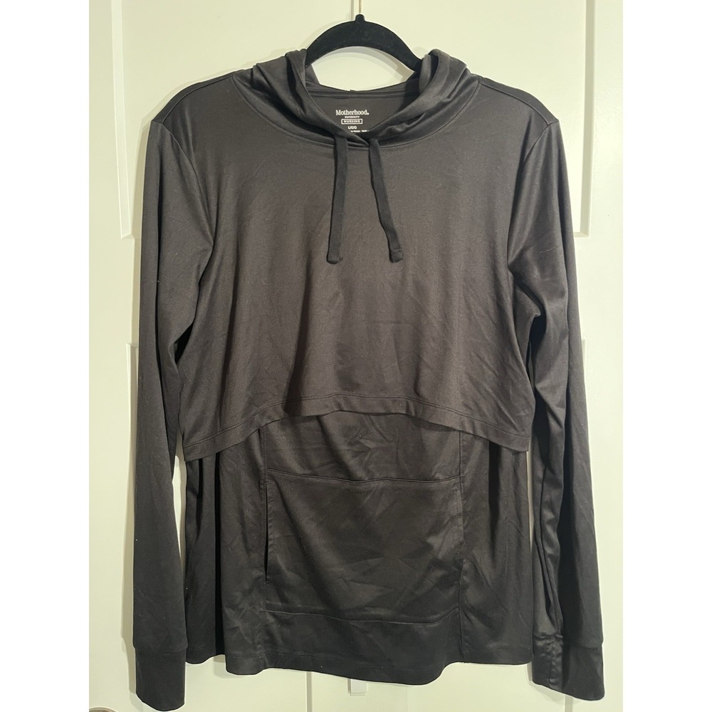 Motherhood Maternity Nursing Breastfeeding Hoodie Sweatshirt Black Size Large